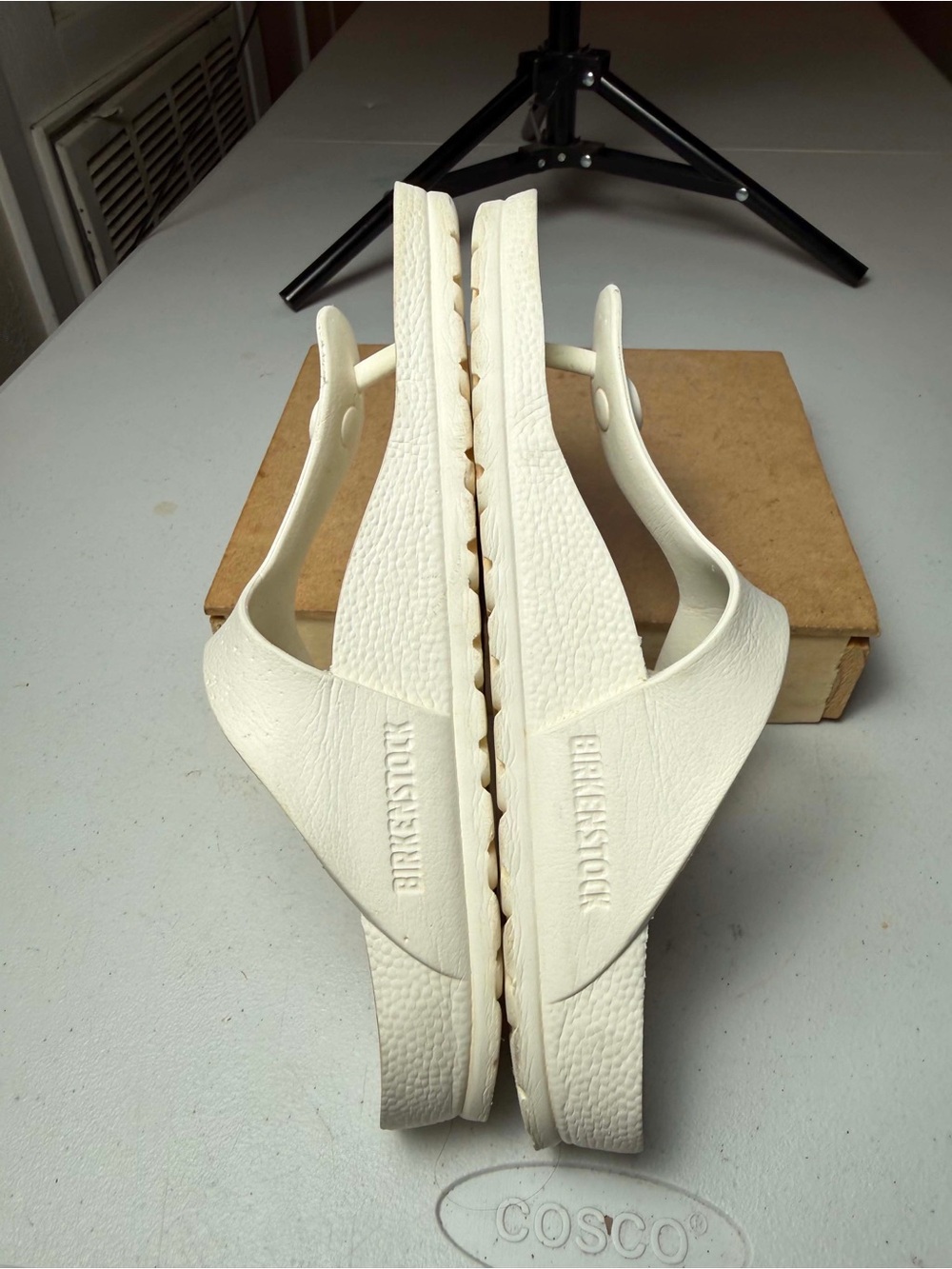 Birkenstock White EVA Thong Sandals with Adjustable Buckle - Picture 4 of 12